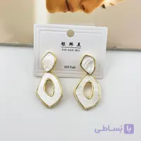 گوشواره دفرمه رزینی طلایی صدفی