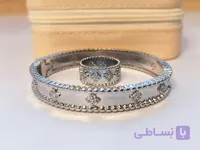 ست انگشتر و دستبند ونکلیف نقره ای