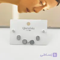 پک گوشواره سه جفتی نقره‌ای مینیمال