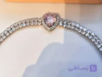 دستبند تنیسی قلب صورتی
