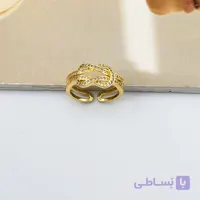 انگشتر طلایی زنجیری نگین‌دار