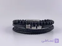 دستبند چرم مردانه با قفل استیل