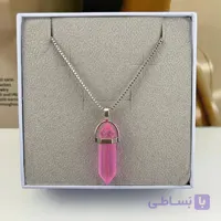 گردنبند کریستال صورتی فانتزی
