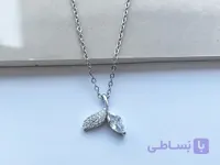 گردنبند دم وال نقره ای نگینی کد  10435
