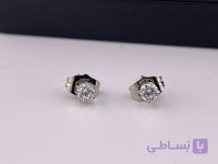 گوشواره تک نگین نقره ای استیل
