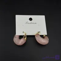 گوشواره حلقه‌ای طرح مرمر صورتی