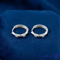 گوشواره حلقه‌ای مدل بامبو نگین‌دار