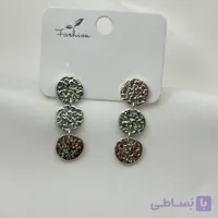 گوشواره سه‌تایی نقره ای فشن