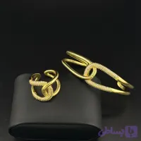 ست دستبند و انگشتر طلایی زنانه طرح گره