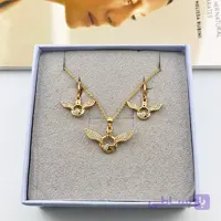 نیم‌ست گردنبند و گوشواره بال فرشته قلبی