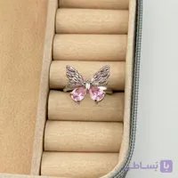 انگشتر زنانه نقره‌ای طرح پروانه