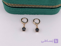 گوشواره حلقه ای با آویز نگین مشکی