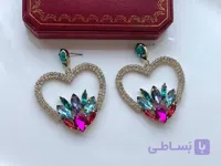 گوشواره طرح قلب نگینی