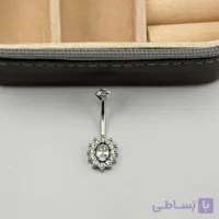 پیرسینگ ناف طرح خورشیدی نقره‌ای