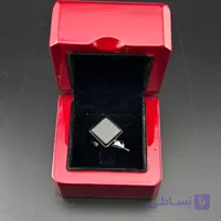 انگشتر مردانه مشکی با سنگ لوزی تخت