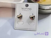 گوشواره طرح قلب نقره ای ژوپینگ