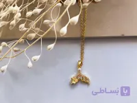 گردنبند دم وال و گل نگینی کد 10443