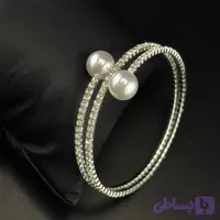دستبند زنانه مرواریدی مدل فنری و فری سایز