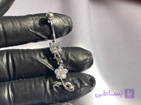 پیرسینگ ناف طرح شاخه گل استیل
