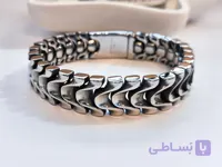 دستبند پوست ماری نقره ای استیل