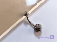 پیرسینگ ناف دو سر استیل سیاه قلم