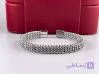 دستبند طرح بافت و استیل مردانه