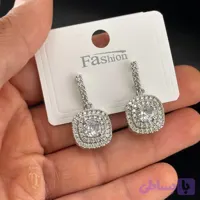 گوشواره جواهری تک نگین مدل پرنسس (کد YQ55Q)