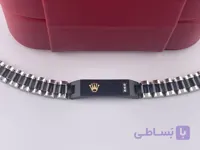 دستبند مشکی نقره ای مردانه رولکس