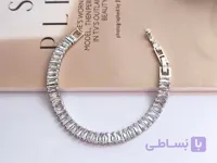 دستبند تنیسی استیل نگین نقره ای