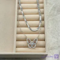 گردنبند دولاین زنانه طرح پروانه