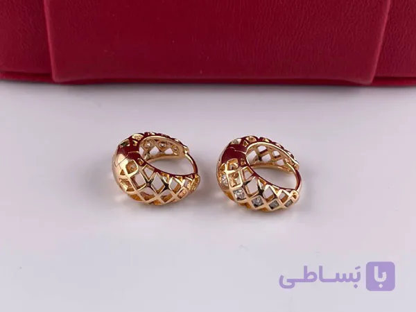 گوشواره حلقه ای ژوپینگ نگین دار