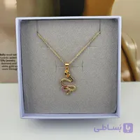 گردنبند طلایی طرح مار با نگین‌کاری