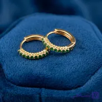 گوشواره حلقه‌ای ژوپینگ با نگین سبز زمردین