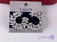 گوشواره مجلسی نگین دار طرح برگ