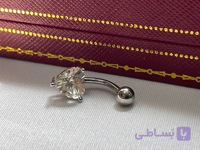 پیرسینگ ناف نگین آبی استیل
