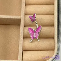 پیرسینگ ناف پروانه صورتی اکلیلی