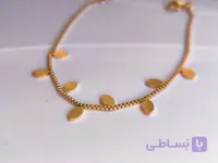 دستبند آویز برگ استیل طلایی