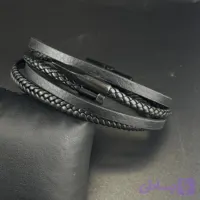 دستبند مردانه فوق لوکس چرم مدل میخ کارتیر