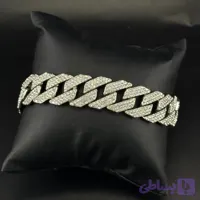 دستبند مردانه فول نگین نقره ای