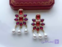 گوشواره خورشید با کریستال قرمز