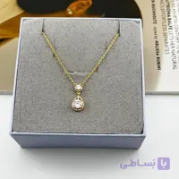 گردنبند طلایی آویز قطره‌ای نگینی