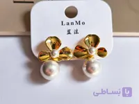 گوشواره مرواریدی طرح گل استیل