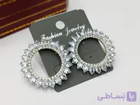 گوشواره زنانه مجلسی گرد فول نگین gh41