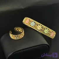 ست دستبند و گردنبند طرح گل های رنگی