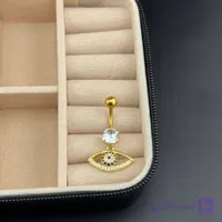 پیرسینگ ناف آویزدار طرح چشم‌نظر طلایی