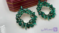 گوشواره جواهری مجلسی با نگین سبز