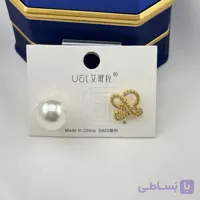 گوشواره نامتقارن مروارید و پاپیون