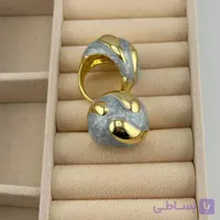 انگشتر دام مرمری طوسی و طلایی