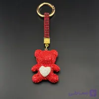 جاکلیدی خرس تدی قرمز نگین‌دار