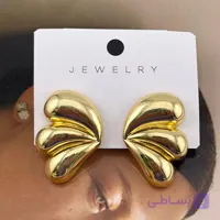 گوشواره گلبرگ دو رنگ طلایی و نقره‌ای